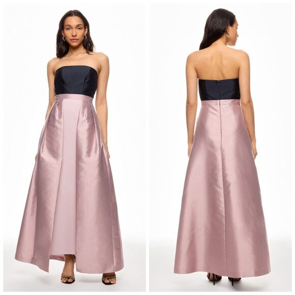 Kay Unger Womens Vivienne Strapless Walk Thru Gown Woodrose Navy Size 12 - Picture 1 of 11